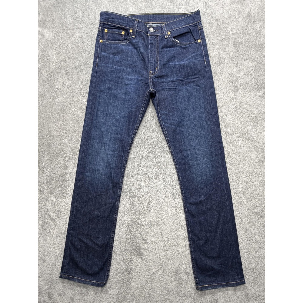 Levis 513 Jeans Mens 32x32 Blue Straight Slim Dark Wash Denim Zip Fly